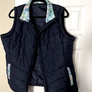Size Large navy jacket with lily Pulitzer fabric details